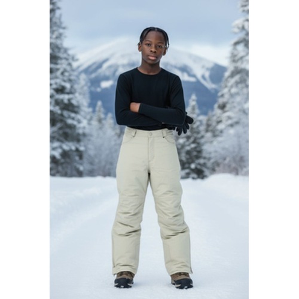LL Bean Snow Pants Youth 14 Long Beige Thinsulate Insulated Ski Snowboard Nylon